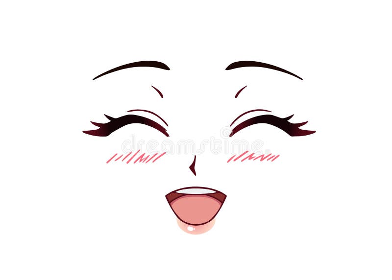 Happy Anime Face. Manga Style Closed Eyes Stock Vector - Illustration of  girl, expression: 178756071