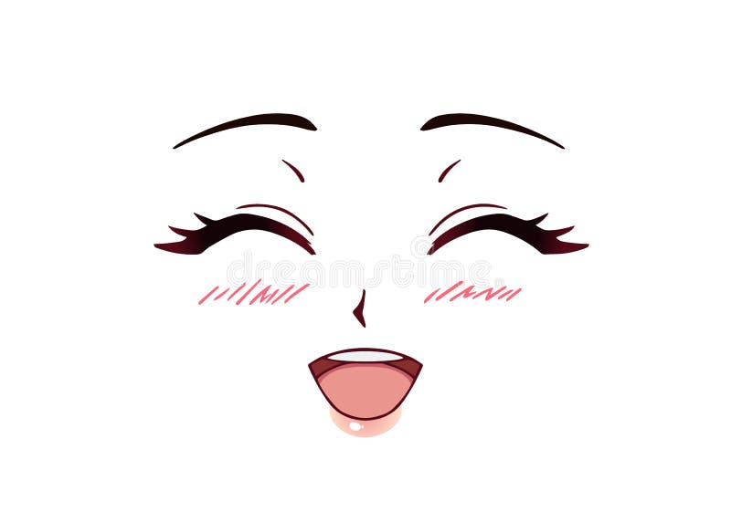 Manga Expression. Anime Girl Facial Expressions. Eyes, Mouth And Nose,  Eyebrows In Japanese Style. Manga Woman Emotions Cartoon Vector Set.  Illustration Character Manga Facial Girl, Cute Expression Royalty Free SVG,  Cliparts, Vectors