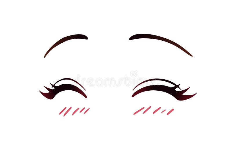 Happy Anime Style Closed Eyes. Blushy Cheeks. Hand Drawn Vector  Illustration Stock Vector - Illustration of drawing, asian: 176474409