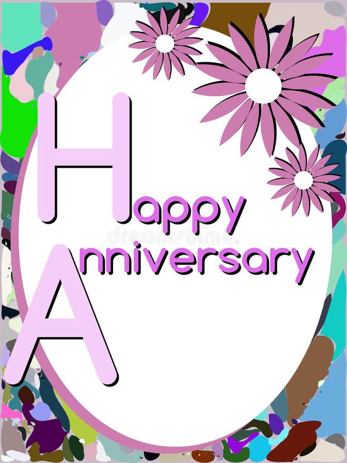 Happy Anniversary Greeting Card with Stars Stock Illustration Illustration of color, artistic