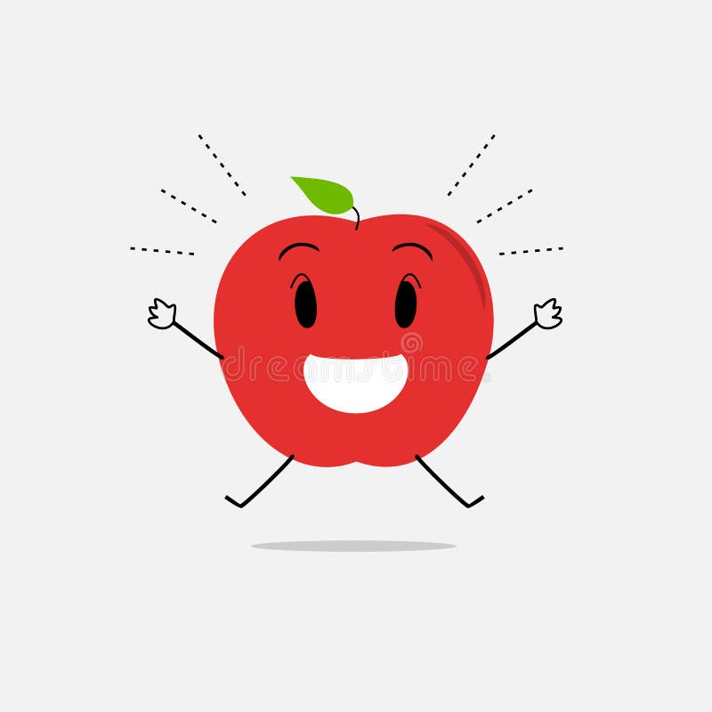 Happy apple simple clean cartoon illustration vector