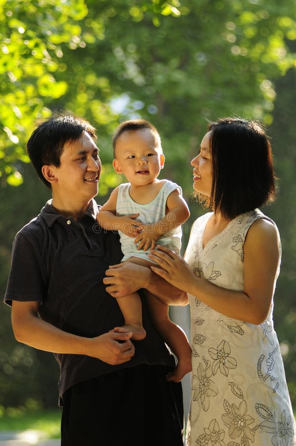 Happy asian family