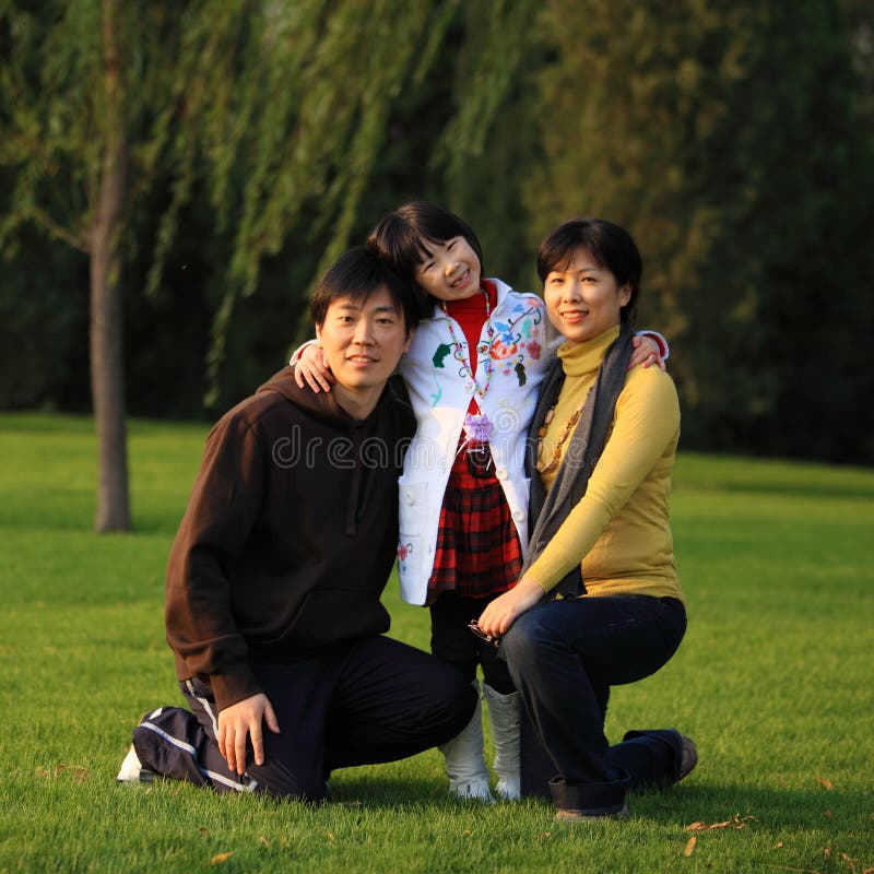 Happy asian family