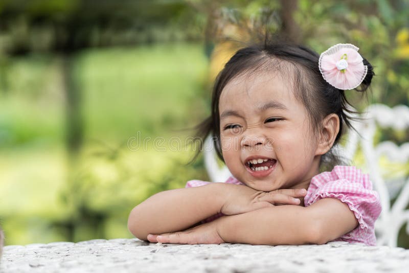 Asian Girl are Laughing and Happily. Stock Image - Image of face ...