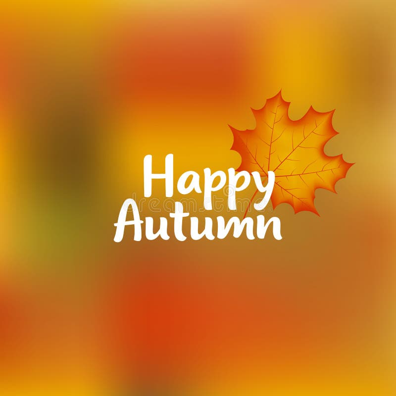 Happy autumn design with orange maple leaf on background sale hello gold template