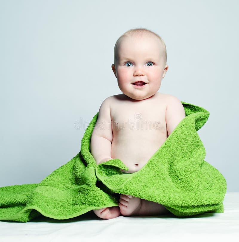 Happy Baby after Bath. Little Child Stock Image - Image of caucasian ...