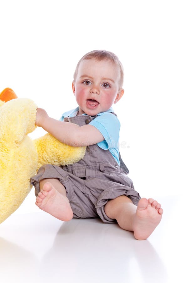 Happy baby boy in dress royalty free stock photo
