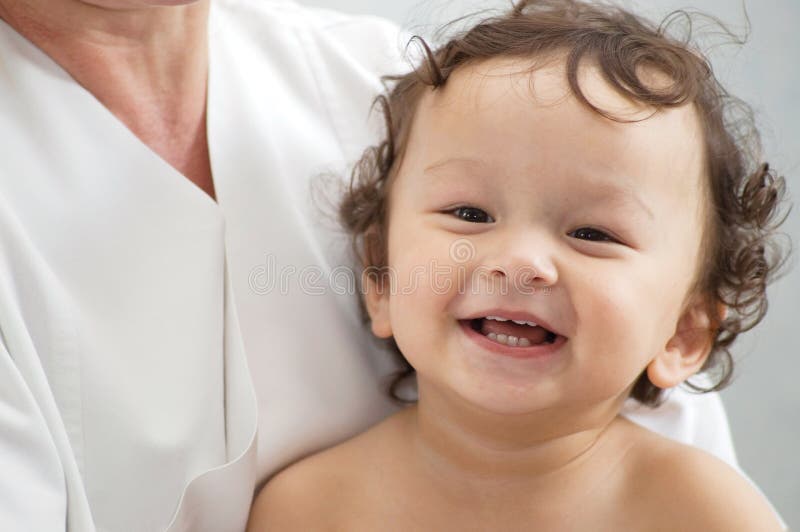 Happy baby at the doctor.