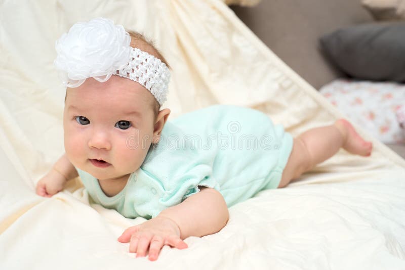 Happy Baby Lying on His Stomach Stock Photo Image of hold, little