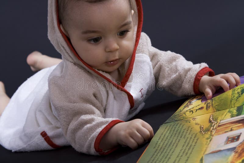 Happy baby on story time