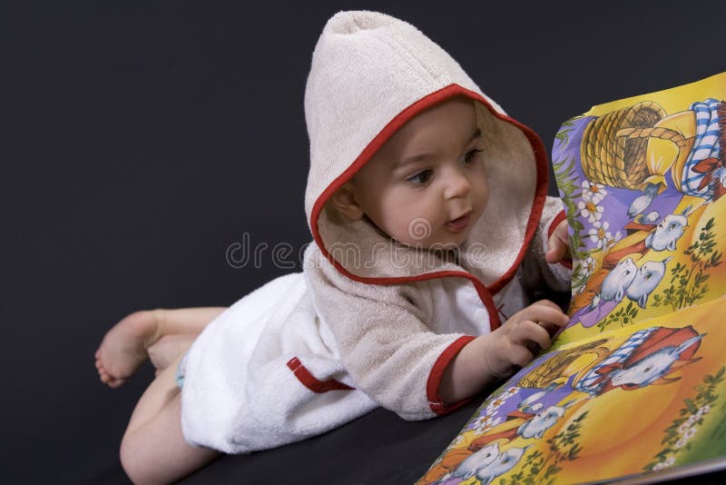 Happy baby on story time