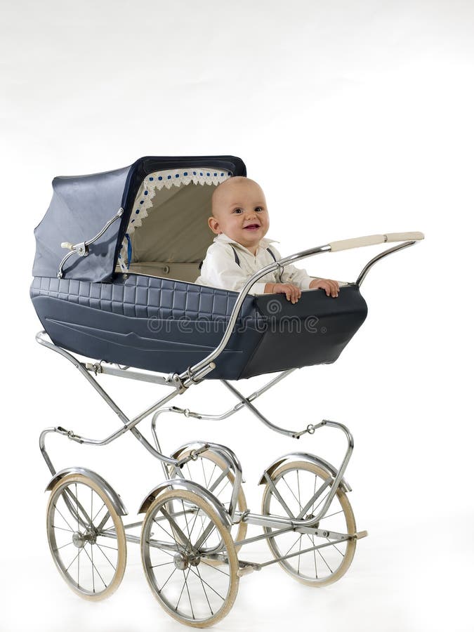 Happy in the stroller stock image. Image blue - 21475593