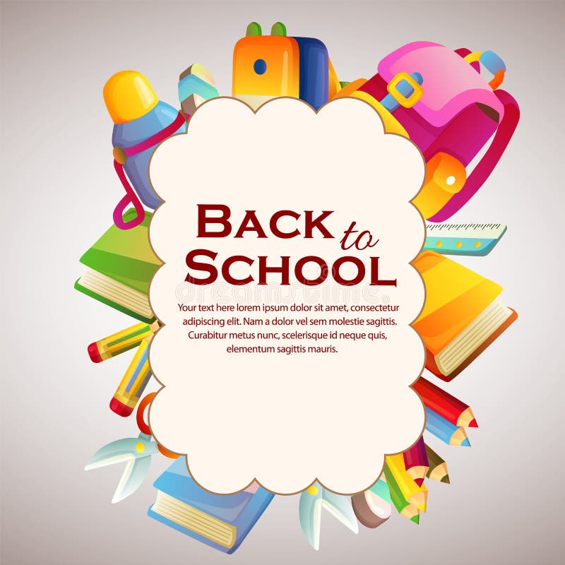Happy Back To School Cloud with Stationary Stock Vector - Illustration of sharpener, study ...