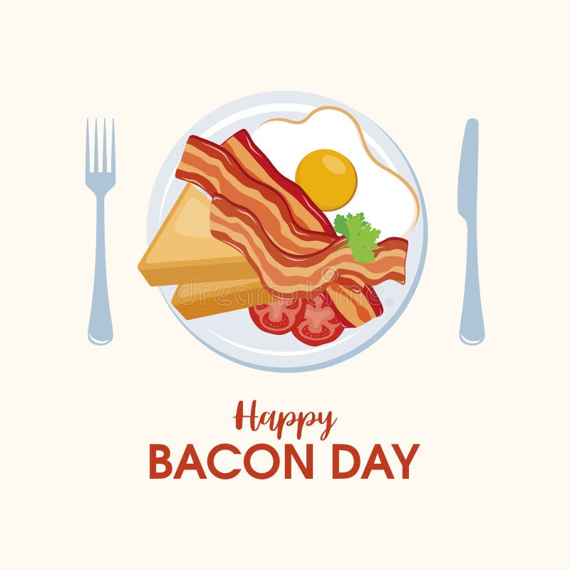 Happy Bacon Day vector stock vector. Illustration of cutlery 253201561