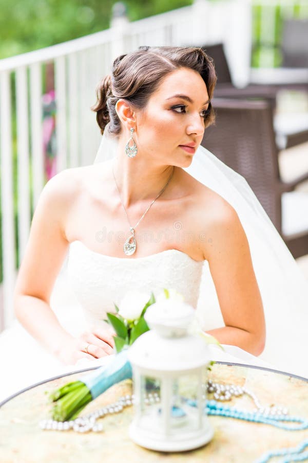 Happy beautiful bride stock image
