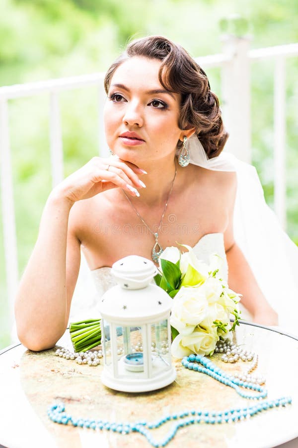 Happy beautiful bride royalty free stock photo