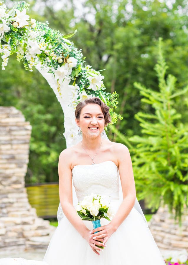 Happy beautiful bride stock photography