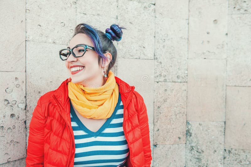 Happy beautiful fashion hipster woman with colorful hair laughing stock photos Happy beautiful fashion hipster woman with colorful hair laughing stock photos