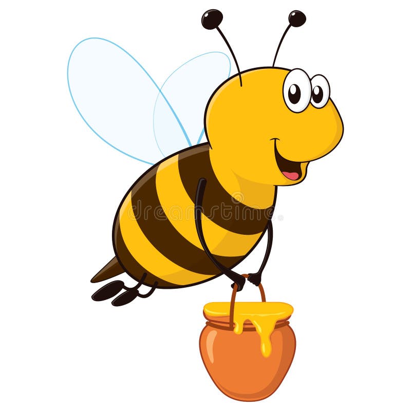 Happy Bee with Honey Jar royalty free illustration Happy Bee with Honey Jar royalty free illustration