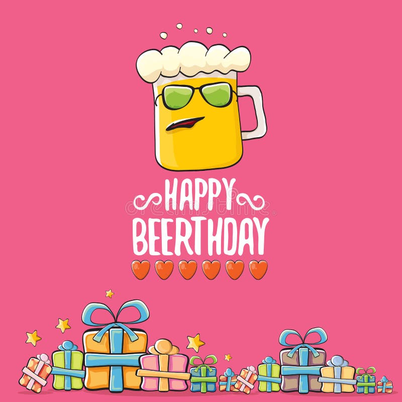 Happy Beerthday Vector Greeting Card Or Print. Happy Birthday Party ...