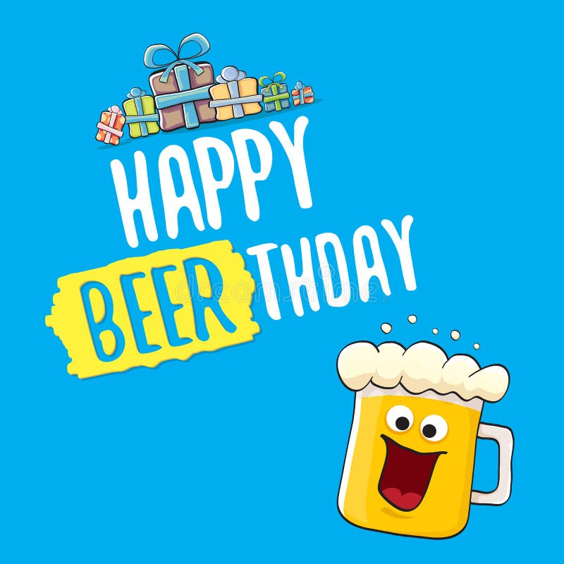 Happy Beerthday Vector Greeting Card Or Print. Happy Birthday Party ...