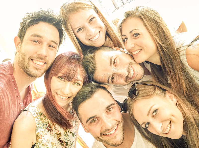 Happy best friends taking selfie and having fun together stock photo Happy best friends taking selfie and having fun together stock photo