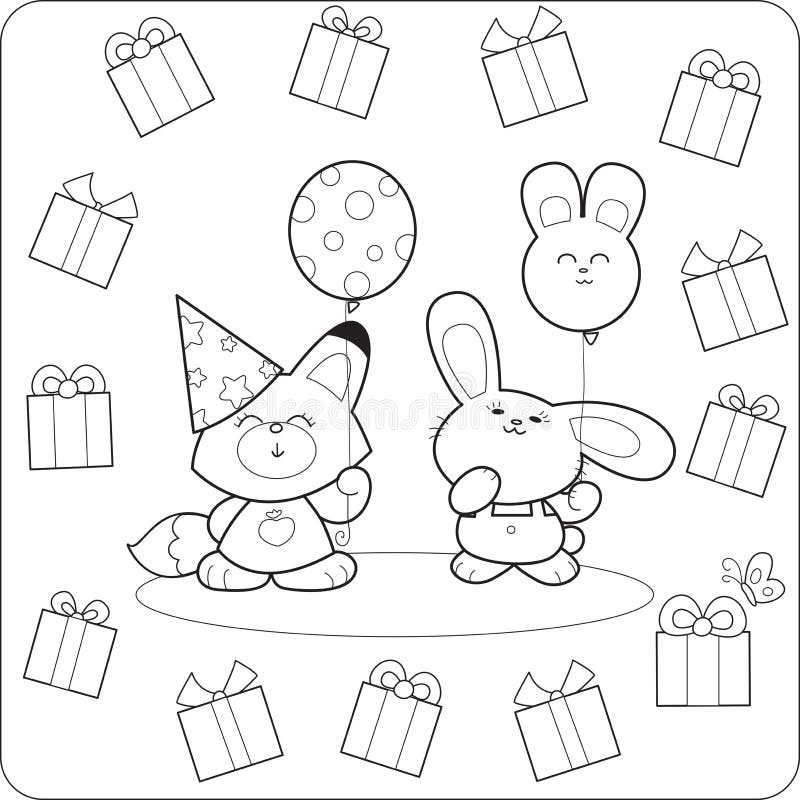 Happy birtday! Cute coloring animals royalty free illustration Happy birtday! Cute coloring animals royalty free illustration