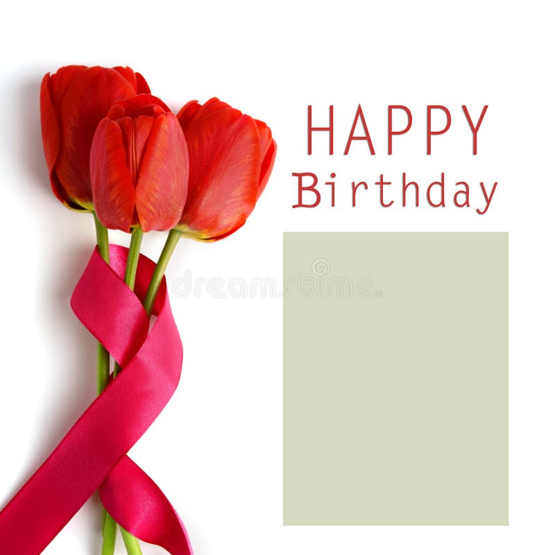 Roses and Card Happy Birthday Stock Photo - Image of background ...