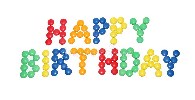 Colorful Happy Birthday text written from candy