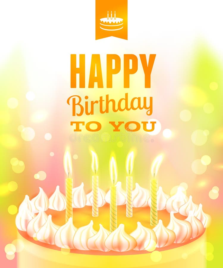 "Happy Birthday" Background with Cake. Vector illustration, eps10. royalty free illustration