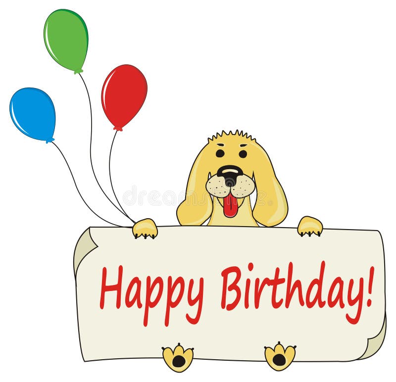 Happy Birthday Background with Cartoon Dog Stock Vector - Illustration of  celebrate, merry: 10960012