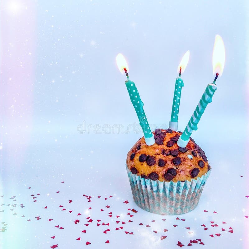 Happy Birthday Background - Birthday Cupcake with Burning Candle. Holidays  Greeting Card Stock Photo - Image of candle, food: 149780958
