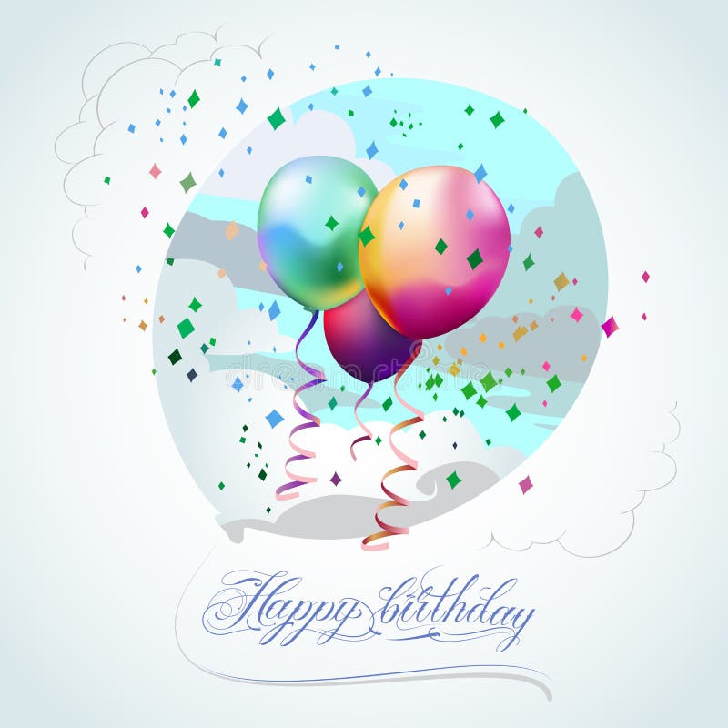 Happy Birthday Balloons stock vector. Illustration of doodle - 41130508