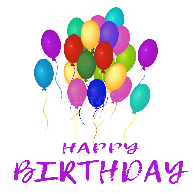 Happy Birthday Banner With Balloon For Greeting Card And Banner With