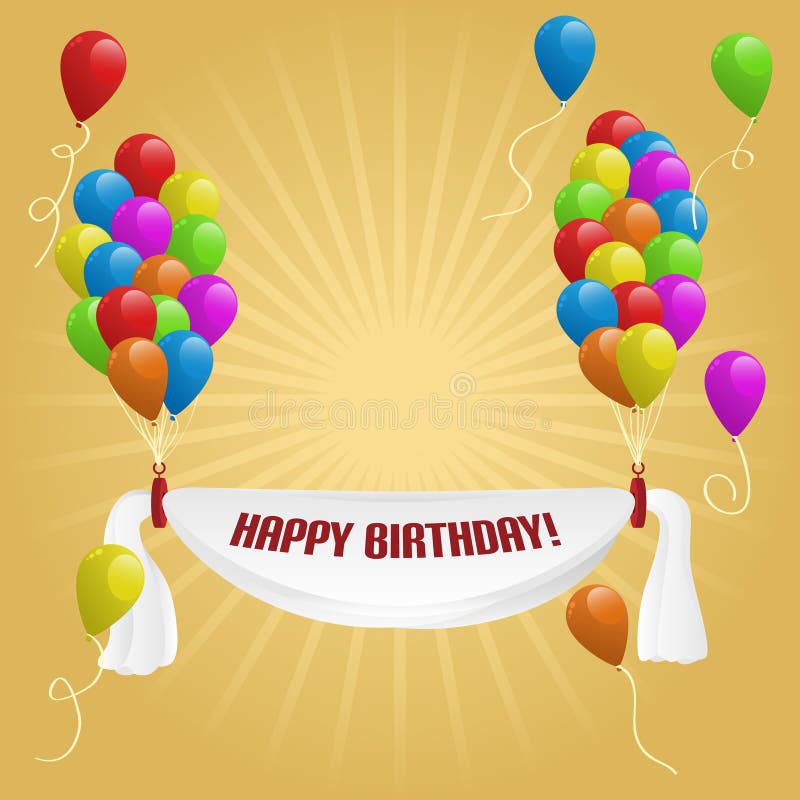 Happy Birthday. Banner with Balloons Stock Vector - Illustration of cloth,  background: 18772221