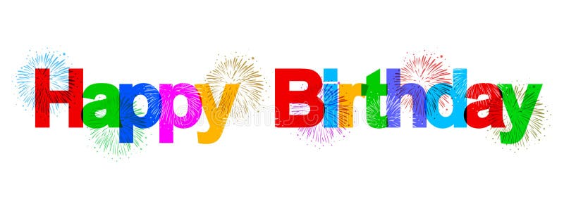 Happy birthday banner with colorful fireworks - stock vector