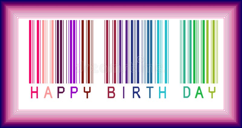 Happy Birthday Bar-code stock illustration. Illustration of happy