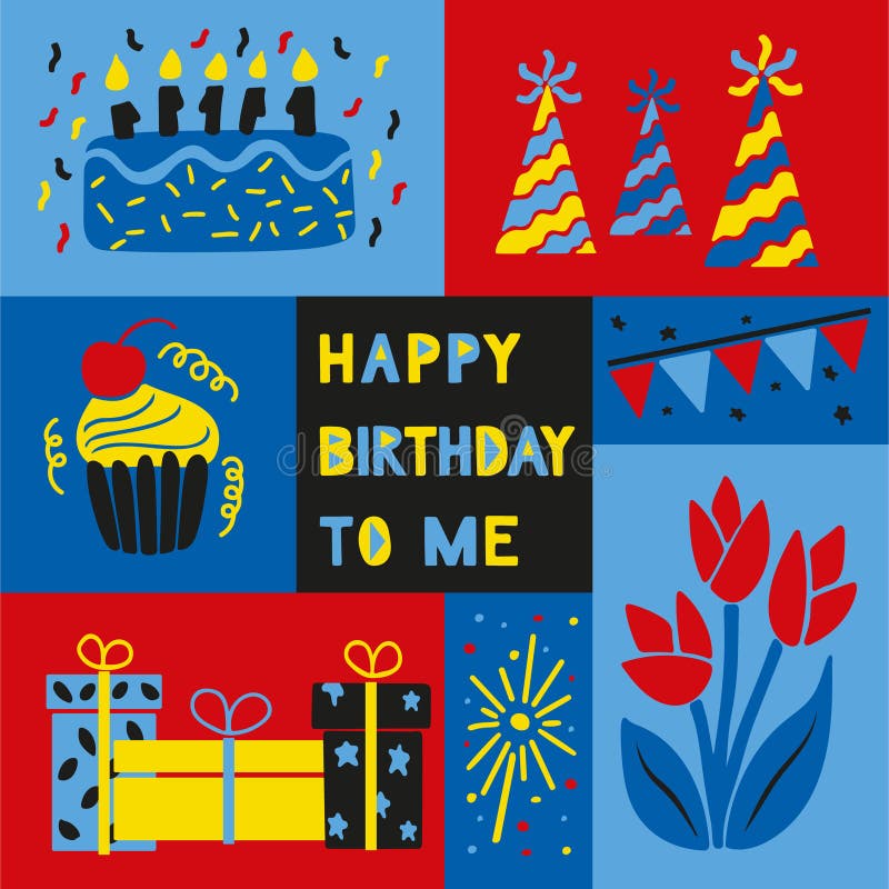 Happy Birthday Bold Graphic Minimalistic Poster Stock Illustration ...