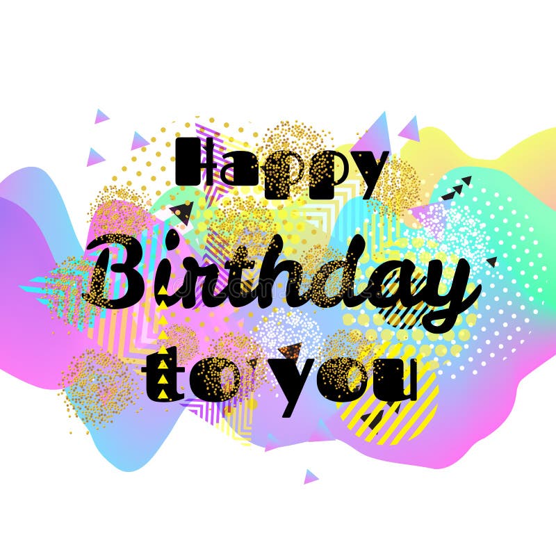 Happy Birthday Card With Cake And Candles. Cute Wishes Card. Vector ...