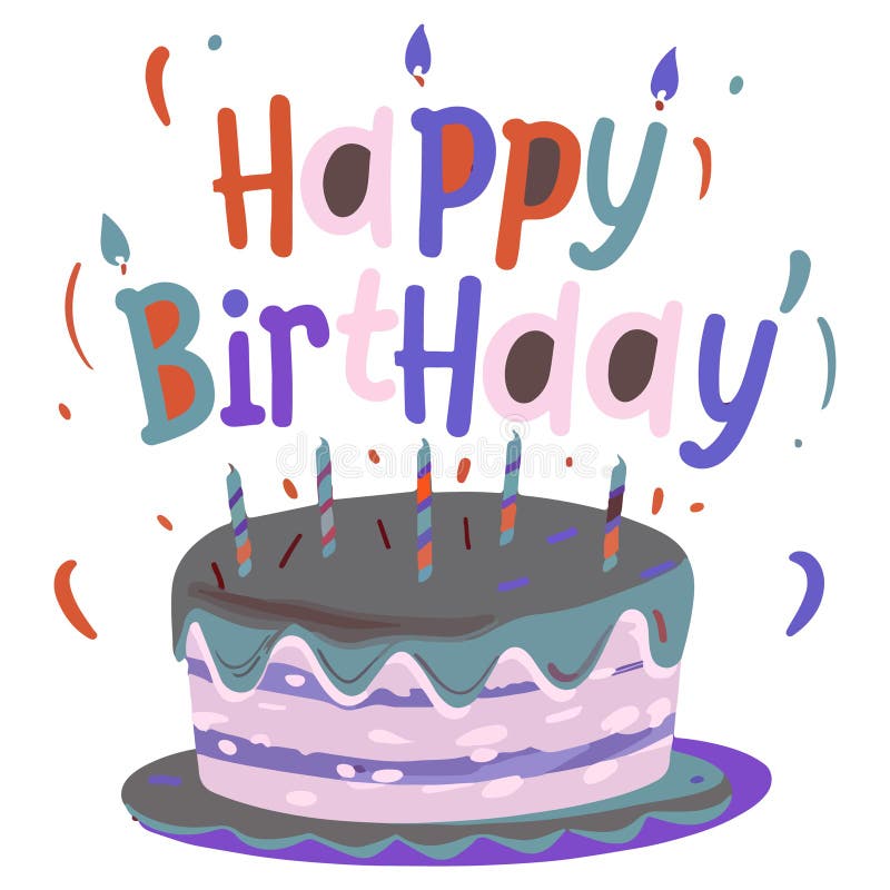 Happy Birthday Cake with Candles Illustration on a White Background ...