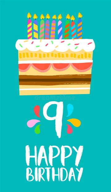 Birthday Cake Nine Candles Stock Illustrations – 195 Birthday Cake Nine ...