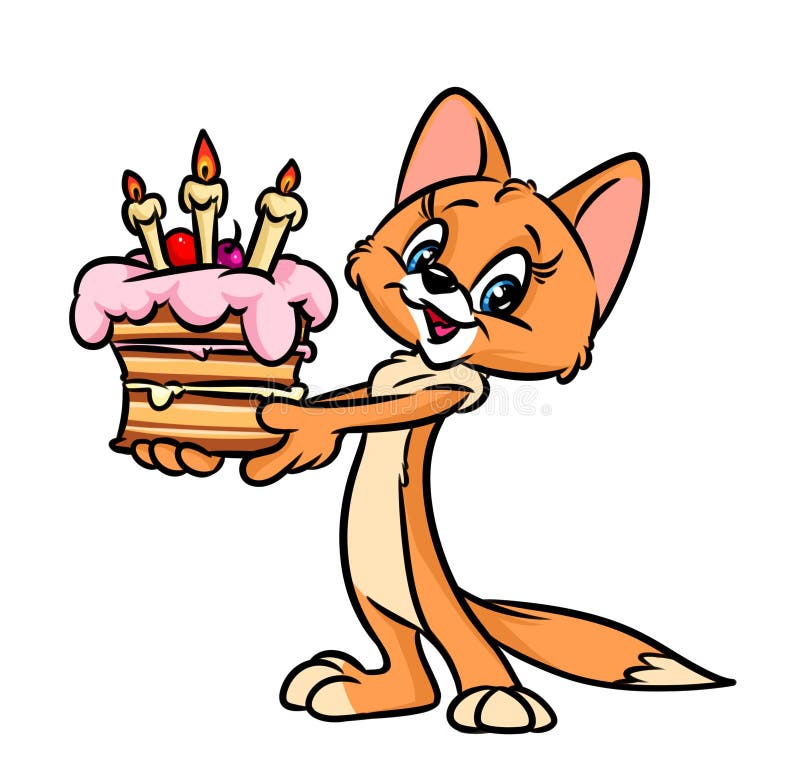 Happy Birthday Cake Cat Day Cartoon Illustration Stock Illustration -  Illustration of product, kitchen: 67461348