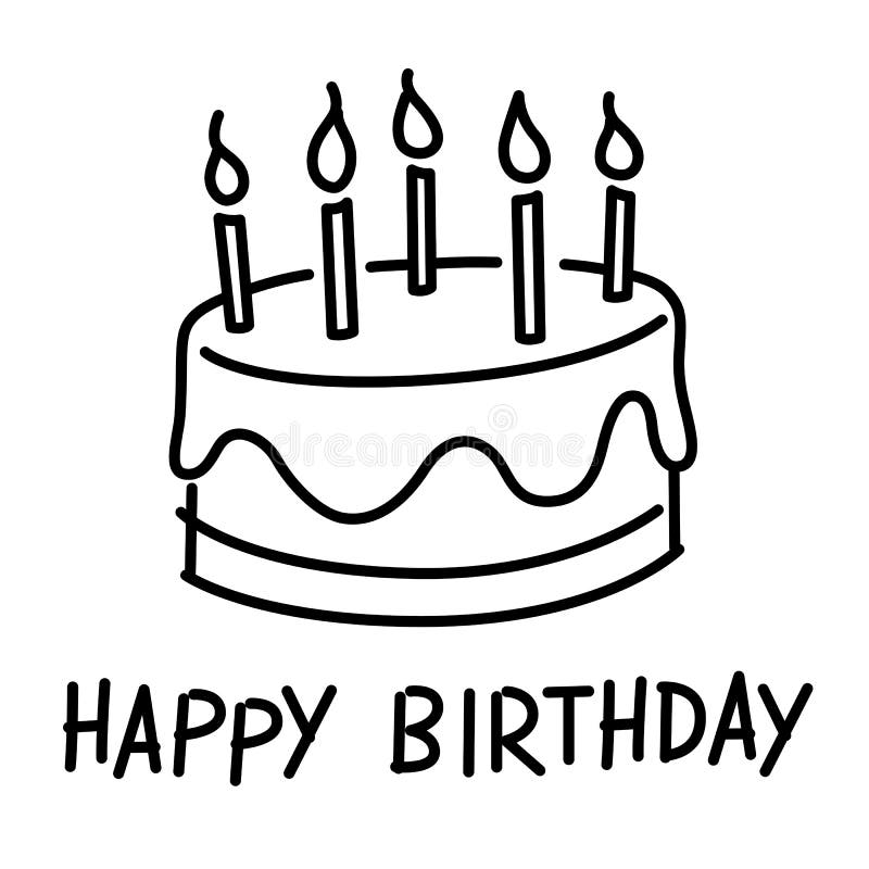Birthday Cake Clip Art Black White Stock Illustrations – 346 Birthday ...