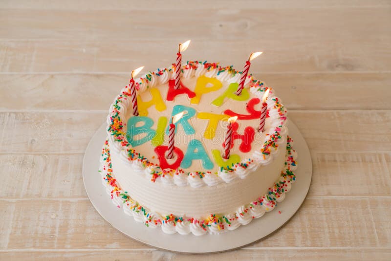 Happy birthday cake. On table stock photography Happy birthday cake. On table stock photography