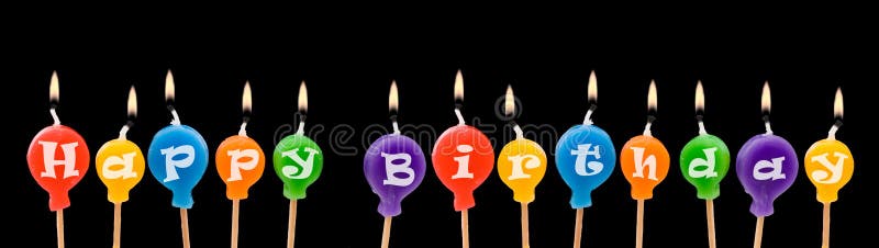Happy Birthday Ballon Candles isolated on black background. Happy Birthday Ballon Candles isolated on black background