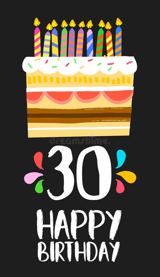 Free Happy Birthday Card 30 Thirty Year Cake Stock Photos - 82652573