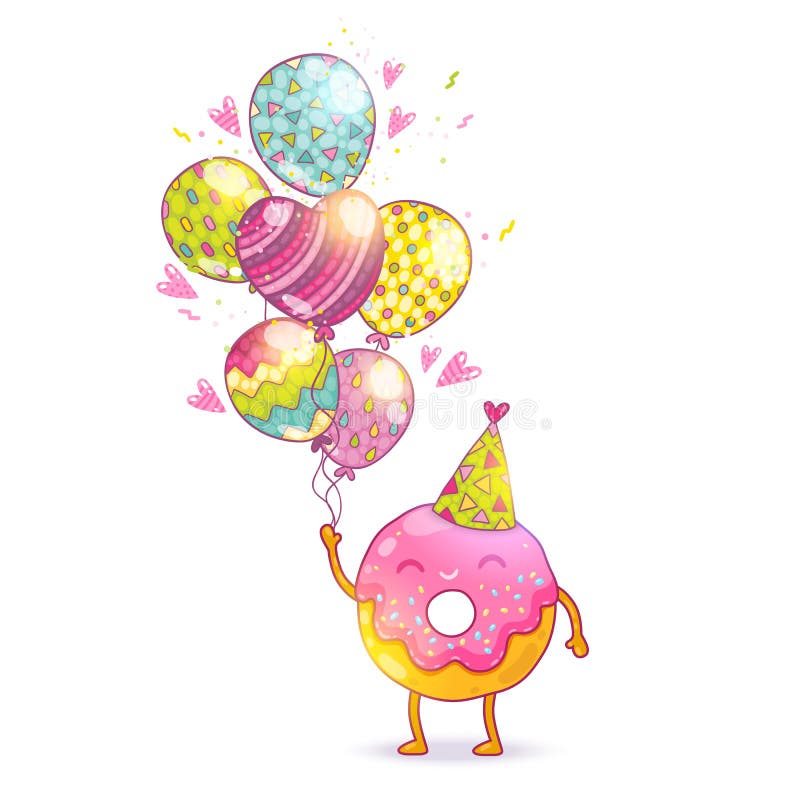 Download Happy Birthday Card Background With Cute Donut. Stock ...