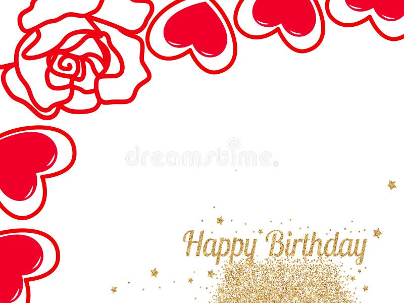 Happy Birthday Card Background Love Hearts Border Stock Illustration -  Illustration of text, drawing: 206174483