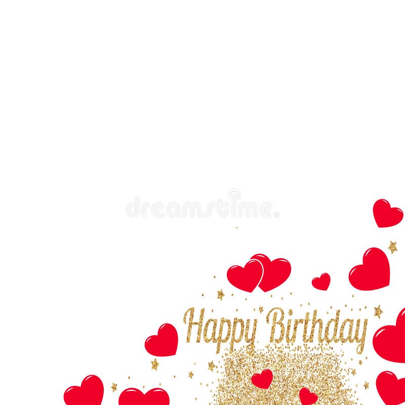 Happy Birthday Card Background with Red Hearts Stock Photo - Image of  happy, card: 179615858