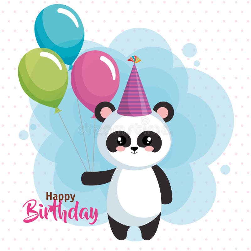 Download Happy Birthday Card With Bear Panda Stock Vector ...